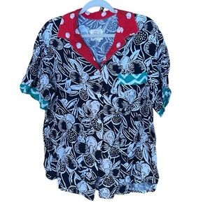 Ken Done Vintage 90s Floral Colorblock Button-Up Shirt – Estimated Size M